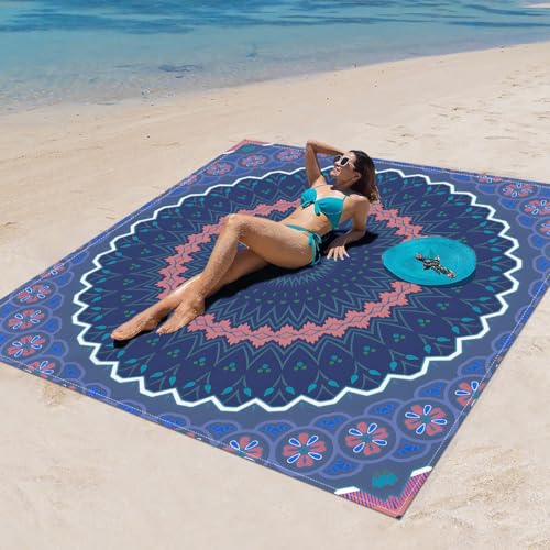 Surwin Stranddecke Sandfrei Wasserdicht, XXL Groß Strandmatte Faltbar Ultraleicht und Tragbar Picknickdecke für Strand, Camping, Outdoor (180x180cm,Stilmuster 99) von Surwin