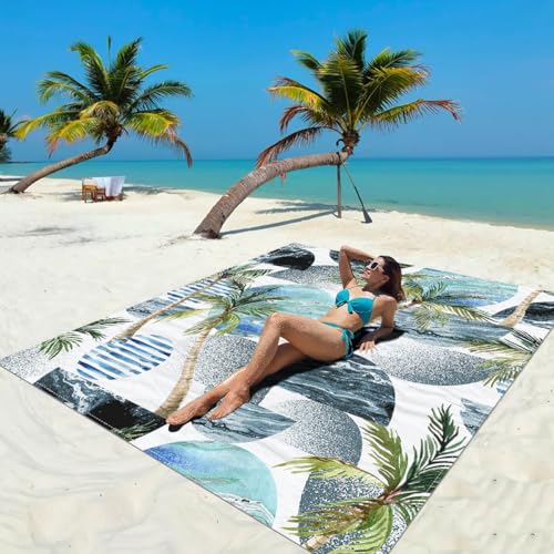 Surwin Stranddecke Sandfrei Wasserdicht, XXL Groß Strandmatte Faltbar Ultraleicht und Tragbar Picknickdecke für Strand, Camping, Outdoor (200x200cm,Kunstbaum) von Surwin