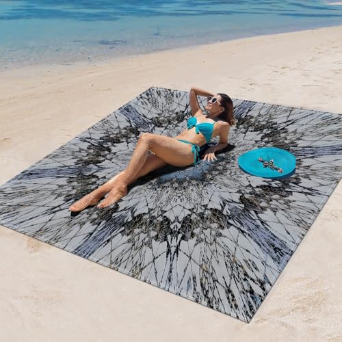 Surwin Stranddecke Sandfrei Wasserdicht, XXL Groß Strandmatte Faltbar Ultraleicht und Tragbar Picknickdecke für Strand, Camping, Outdoor (200x200cm,Stilmuster 65) von Surwin