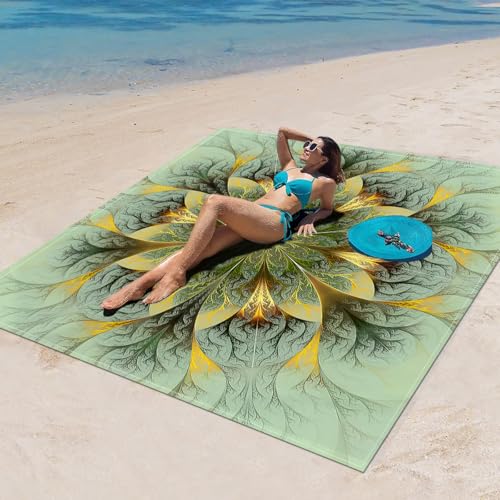 Surwin Stranddecke Sandfrei Wasserdicht, XXL Groß Strandmatte Faltbar Ultraleicht und Tragbar Picknickdecke für Strand, Camping, Outdoor (200x200cm,Stilmuster 67) von Surwin