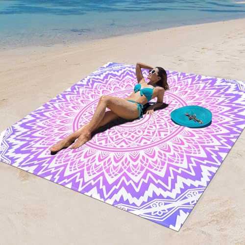 Surwin Stranddecke Sandfrei Wasserdicht, XXL Groß Strandmatte Faltbar Ultraleicht und Tragbar Picknickdecke für Strand, Camping, Outdoor (200x200cm,Stilmuster 81) von Surwin
