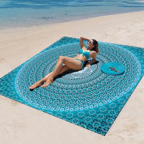 Surwin Stranddecke Sandfrei Wasserdicht, XXL Groß Strandmatte Faltbar Ultraleicht und Tragbar Picknickdecke für Strand, Camping, Outdoor (200x200cm,Stilmuster 84) von Surwin