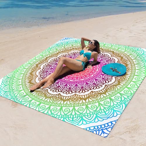 Surwin Stranddecke Sandfrei Wasserdicht, XXL Groß Strandmatte Faltbar Ultraleicht und Tragbar Picknickdecke für Strand, Camping, Outdoor (200x200cm,Stilmuster 85) von Surwin