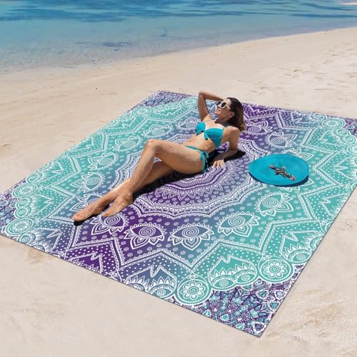 Surwin Stranddecke Sandfrei Wasserdicht, XXL Groß Strandmatte Faltbar Ultraleicht und Tragbar Picknickdecke für Strand, Camping, Outdoor (200x200cm,Stilmuster 87) von Surwin