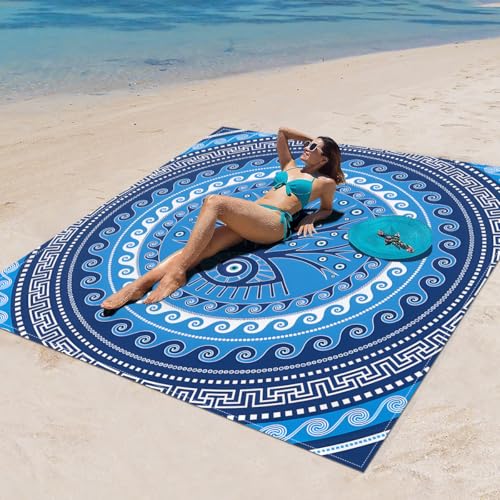 Surwin Stranddecke Sandfrei Wasserdicht, XXL Groß Strandmatte Faltbar Ultraleicht und Tragbar Picknickdecke für Strand, Camping, Outdoor (200x200cm,Stilmuster 88) von Surwin