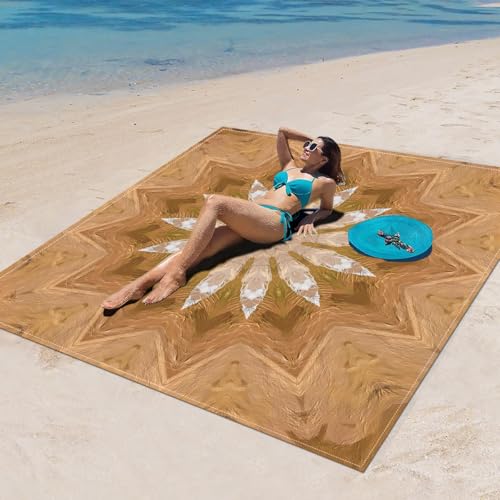 Surwin Stranddecke Sandfrei Wasserdicht, XXL Groß Strandmatte Faltbar Ultraleicht und Tragbar Picknickdecke für Strand, Camping, Outdoor (200x200cm,Stilmuster 95) von Surwin