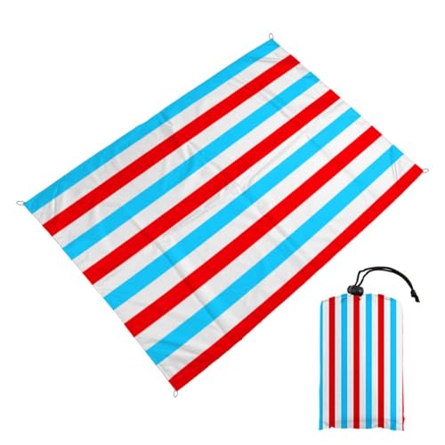 Surwin Stranddecke Sandfrei Wasserdicht, XXL Groß Strandmatte Faltbar Ultraleicht und Tragbar Picknickdecke mit Tragetasche & 4 Heringen für Strand, Camping, Outdoor (100x140cm,Rotblau) von Surwin