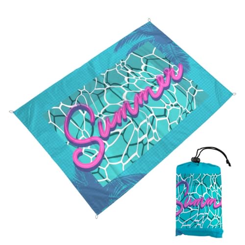 Surwin Stranddecke Sandfrei Wasserdicht, XXL Groß Strandmatte Faltbar Ultraleicht und Tragbar Picknickdecke mit Tragetasche & 4 Heringen für Strand, Camping, Outdoor (140x150cm,Meerwasser) von Surwin