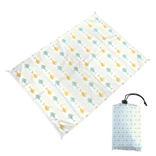 Surwin Stranddecke Sandfrei Wasserdicht, XXL Groß Strandmatte Faltbar Ultraleicht und Tragbar Picknickdecke mit Tragetasche & 4 Heringen für Strand, Camping, Outdoor (200x210cm,Goldfisch) von Surwin