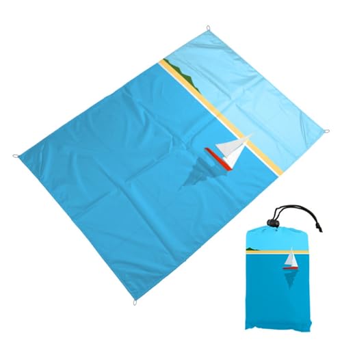 Surwin Stranddecke Sandfrei Wasserdicht, XXL Groß Strandmatte Faltbar Ultraleicht und Tragbar Picknickdecke mit Tragetasche & 4 Heringen für Strand, Camping, Outdoor (200x210cm,Weißes Boot) von Surwin