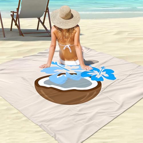 Surwin Stranddecke Sandfrei Wasserdicht Stranddecke Groß, Strandmatte Mandala Ultraleicht und Tragbar Picknickdecke mit Tragetasche & 4 Heringen für Strand, Camping (Beige3,180x180cm) von Surwin