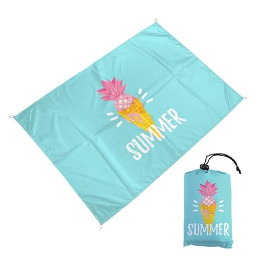 Surwin Stranddecke Sandfrei Wasserdicht Stranddecke Groß, Strandmatte Ultraleicht und Tragbar Picknickdecke mit Tragetasche & 4 Heringen für Strand, Camping (Sommereis,140x200cm) von Surwin
