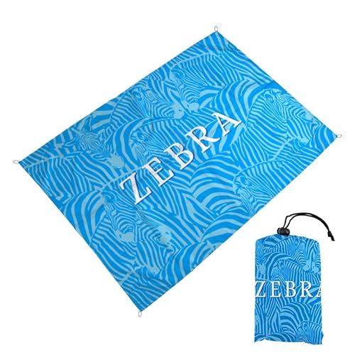Surwin Stranddecke Sandfrei Wasserdicht Stranddecke Groß, Strandmatte Ultraleicht und Tragbar Picknickdecke mit Tragetasche & 4 Heringen für Strand, Camping (Zebra,200x210cm) von Surwin