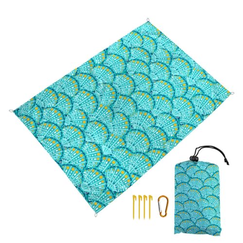 Surwin Stranddecke Sandfrei Wasserdicht Stranddecke XXL Strandmatte Faltbar Ultraleicht und Tragbar Picknickdecke mit Tragetasche & 4 Heringen für Strand Camping, Fischschuppen (Muscheln,100x140cm) Surwin Stranddecke Sandfrei Wasserdicht Stranddecke XXL Strandmatte Faltbar Ultraleicht und Tragbar Picknickdecke mit Tragetasche & 4 Heringen für Strand Camping, Fischschuppen (Muscheln,100x140cm) von Surwin