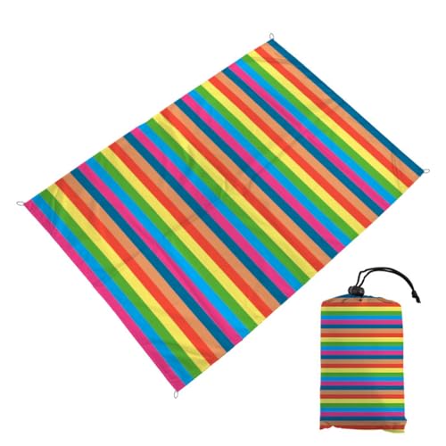 Surwin Stranddecke Sandfrei Wasserdicht Stranddecke XXL Strandmatte Faltbar Ultraleicht Tragbar Picknickdecke mit Tragetasche & 4 Heringen für Strand Camping, Minimalistisch (Bunt,180x200cm) von Surwin