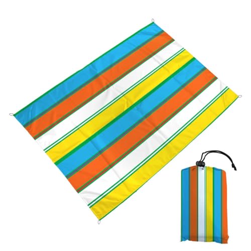 Surwin Stranddecke Sandfrei Wasserdicht Stranddecke XXL Strandmatte Faltbar Ultraleicht Tragbar Picknickdecke mit Tragetasche & 4 Heringen für Strand Camping, Minimalistisch (Gelb,140x150cm) von Surwin