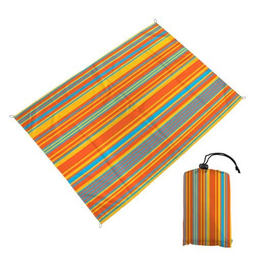 Surwin Stranddecke Sandfrei Wasserdicht Stranddecke XXL Strandmatte Faltbar Ultraleicht Tragbar Picknickdecke mit Tragetasche & 4 Heringen für Strand Camping, Minimalistisch (Orange,140x150cm) von Surwin