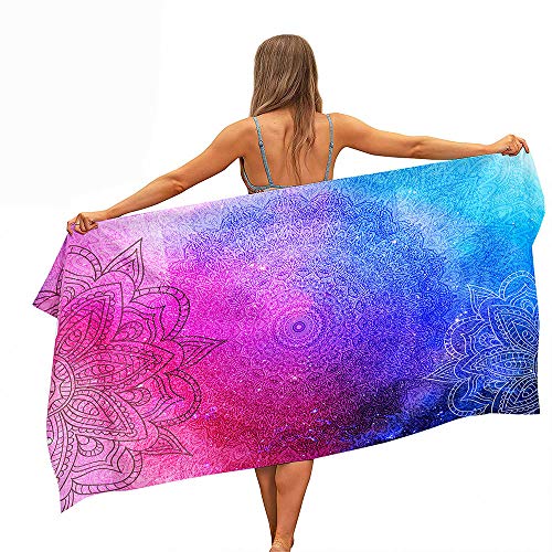 Surwin Strandhandtuch Mikrofaser, Mandala Strandtuch Sommer Strandtücher Leicht Schnelltrocknend Sand Proof Saugfähig Handtücher für Reise Strand Schwimmen Sport (Lila-blau,80x180cm) von Surwin