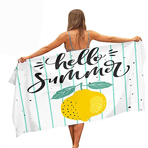 Surwin Strandhandtuch Mikrofaser, Strandtuch Landschaft Sommer Strandtücher Schnelltrocknend Sand Proof Saugfähig Handtücher Handtuch für Reise Strand Schwimmen Sport (Gelbe Zitrone,70x150cm) von Surwin