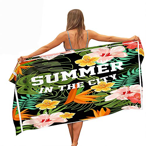 Surwin Strandhandtuch Mikrofaser, Strandtuch Sommer Pflanzen Strandtücher Schnelltrocknend Sand Proof Saugfähig Handtücher Handtuch für Reise Strand Schwimmen Sport (Tropisches Hawaii,150x180cm) von Surwin