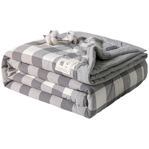 Surwin Tagesdecke Bettüberwurf Modern Plaid Gesteppt Steppdecke mit Kariert Muster Reversibler Weich Sommer Steppdecke für Doppelbett Einzelbett, Sofaüberwurf, Wohndecke (Grau Kariert,150x200cm) von Surwin