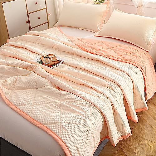 Surwin Tagesdecke Bettüberwurf Reversibel Gesteppt Steppdecke aus Mikrofaser Einfach Bicolor Quilt Atmungsaktiv im Sommer Sofaüberwurf Decke für Doppelbett Einzelbett (Beige/Orange,180x200cm) von Surwin