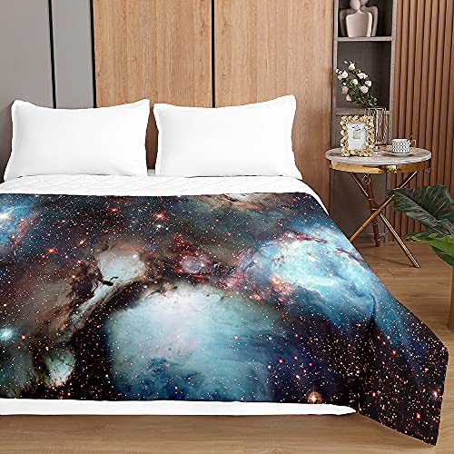 Surwin Tagesdecke Bettüberwurf Steppdecke für Doppelbett Einzelbett, Mikrofaser Wattiert Gesteppt Bettdecke 3D Galaxie Druck Dünne Tagesdecken mit Ultraschall Prägung (Galaxis,150x200cm) von Surwin