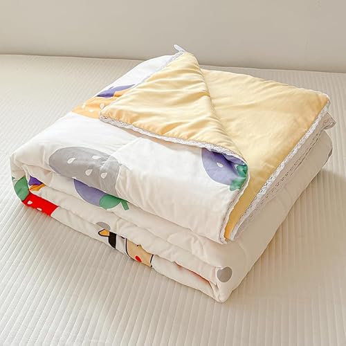 Surwin Tagesdecke Bettüberwurf aus Mikrofaser Reversibel mit Modern Nordic-Druck Gesteppt Bettdecke Sommer Steppdecke für Doppelbett Einzelbett als Sofaüberwurf Wohndecke (Weiße Erdbeere,150x200cm) von Surwin