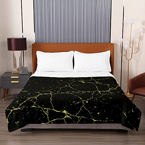 Surwin Tagesdecke Bettüberwurf für Doppelbett Einzelbett, Wattiert Gesteppt Quilt Überwurf Bett Überwurfdecke Leicht, 3D-Steinmuster Tagesdecken bei Ultraschall Genäht (200x230cm,schwarzes Gold) von Surwin