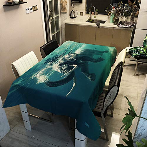 Surwin Tischtuch Drucken Tischdecke, Rechteckige Tischdecke Fleckschutz Pflegeleicht Abwaschbar Wählbar für Home Küche Dekoration (Schwimmender Elefant,140x140cm) von Surwin