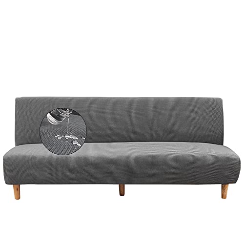 Surwin Wasserdicht Sofabezug ohne Armlehnen Einfarbig Stretch Armlose Sofabettüberzug Clic Clac Sofahusse Schonbezug Protector für Klappcouch Schlafsofa mit 2-3 Sitzplätzen (Grau,2 Sitzer) von Surwin