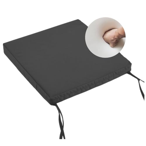 Surwin Wasserdicht Stuhlkissen Outdoor, Dicke 5cm Memory-Schaum, Sitzkissen Outdoor mit Bändern, Garten Sitzpolster Stuhl, Esszimmerstuhl Stuhlauflage (Anthrazit,48x48x5cm) von Surwin