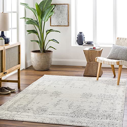 Surya Loreto Teppich Wohnzimmer Modern – Abstrakt Design in Marmor Optik für Esszimmer, Schlafzimmer, Wohnzimmerteppich – weicher Marmor Teppich Groß 120x170cm Elfenbein, Grau von Surya