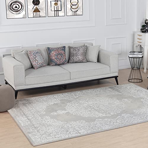 Surya Agadir Vintage Teppich - Teppich Wohnzimmer, Esszimmer, Flur, Rugs Living Room - Boho Teppich Orientalisch Style, Kurzflor Carpet - Hellbeige 120x170cm von Surya