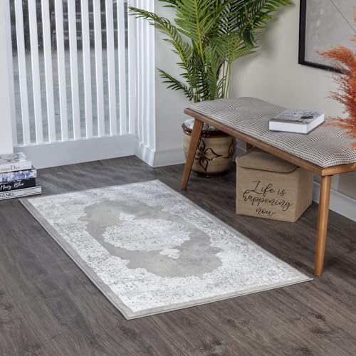 Surya Agadir Vintage Teppich Läufer Flur, Esszimmer - Teppich Wohnzimmer, Rugs Living Room - Boho Teppich Orientalisch Style, Kurzflor Carpet - Läufer Hellbeige 80x150cm von Surya