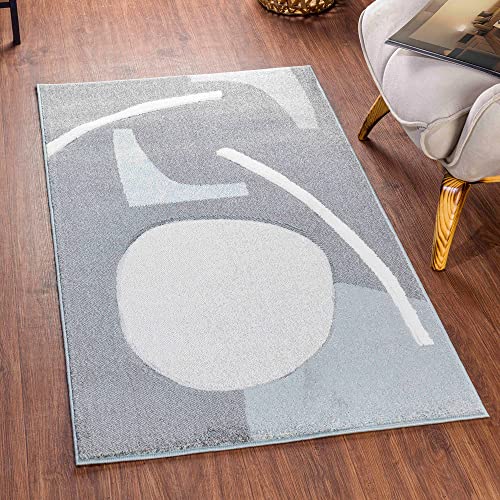 Livabliss Agen Teppich Läufer modern – Abstrakt Design in Marmor Optik für Wohnzimmer 80x150 cm, Esszimmer, Schlafzimmer – Marmor Teppich groß, weicher Teppich Kurzflor, Teppich Weiß und Hellgrau von Livabliss