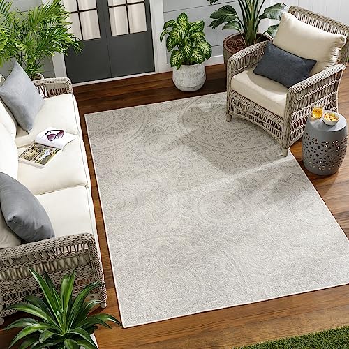 Surya Alanya Vintage Teppich - Teppich Wohnzimmer, Esszimmer, Flur, Rugs Living Room - Boho Teppich Orientalisch Style, Kurzflor Carpet - Bunter Teppich Grau, Elfenbein, 80x150cm von Surya