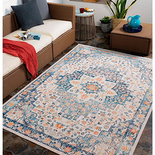 Surya Assa Vintage Teppich - Teppich Wohnzimmer, Esszimmer, Flur, Rugs Living Room - Boho Teppich Orientalisch Style, Kurzflor Carpet - Bunter Teppich Blau, Rost, 160x213cm von Artistic Weavers