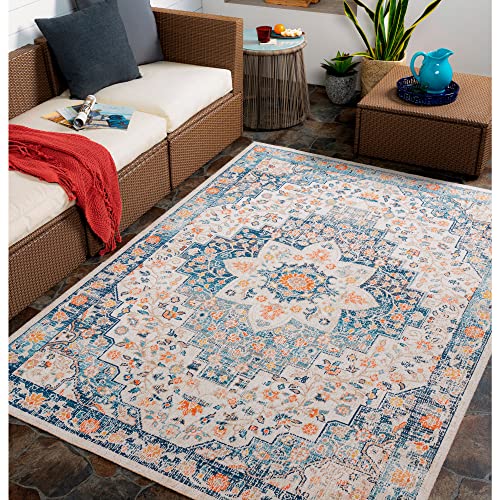 Surya Assa Vintage Teppich - Teppich Wohnzimmer, Esszimmer, Flur, Rugs Living Room - Boho Teppich Orientalisch Style, Kurzflor Carpet - Bunter Teppich Blau, Rost, 200x275cm von Artistic Weavers