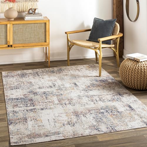 Surya Asward Teppich Schlafzimmer, Wohnzimmer, Esszimmer, Flur - Moderne Boho Teppich Geometrisches Muster - Weicher Skandinavisch Wohnzimmerteppich Blau, Grau - Carpet 120x170cm Groß Teppich von Surya