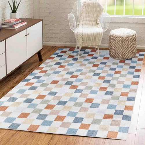 Livabliss Perth Teppich waschbar in der Waschmaschine - Vintage Oriental Boho Style Teppich, 200x275 cm, Blau und Creme Livabliss Perth Teppich waschbar in der Waschmaschine - Vintage Oriental Boho Style Teppich, 200x275 cm, Blau und Creme von Livabliss