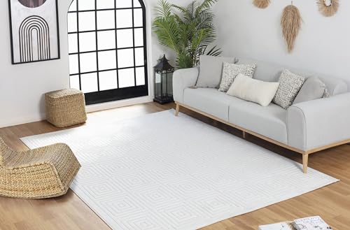 Surya Austin Teppich Läufer Wohnzimmer, Esszimmer - Moderne Boho Teppich Geometrisches Muster - Weicher Skandinavisch Wohnzimmerteppich Orientalisch - Läufer Flur 80x150cm Groß Teppich Weiss von Surya