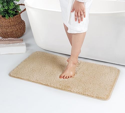 Surya Badezimmerteppich, waschbare Badematte, rutschfeste Badvorleger für das Badezimmer - Bad Vorlegeteppich waschbar, Badmatte oder Duschvorleger - Pflegeleichte Badteppich 50x80cm, Hell Beige von Surya