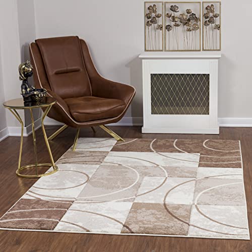 Surya Bilbao Teppich Läufer, Wohnzimmer, Esszimmer, Flur - Moderne Boho Teppich Geometrisches Muster - Weicher Skandinavisch Wohnzimmerteppich Beige, Braun, Weiß - Läufer Flur 80x150cm Groß von Surya