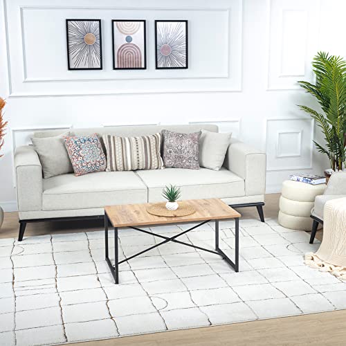 Livabliss Boden Teppich Wohnzimmer Boho, großer Teppich Schlafzimmer 160x213 cm - Teppich für Esszimmer mit geometrischem Muster, Skandinavischer Wohnzimmerteppich modern in Orange, Braun und Creme von Livabliss