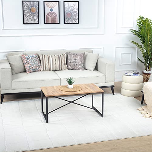 Livabliss Boden Teppich Wohnzimmer Boho, großer Teppich Schlafzimmer 200x275 cm - Teppich für Esszimmer mit geometrischem Muster, Skandinavischer Wohnzimmerteppich modern in Creme von Livabliss