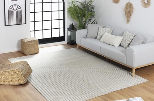 Surya Boston Teppich Läufer Wohnzimmer, Esszimmer - Moderne Boho Teppich Geometrisches Muster - Weicher Skandinavisch Wohnzimmerteppich Orientalisch - Läufer Flur 80x150cm Groß Teppich Beige von Surya