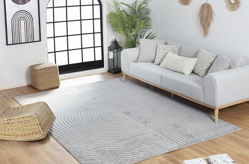 Surya Boston Teppich Schlafzimmer, Wohnzimmer, Esszimmer, Flur - Moderne Boho Teppich Geometrisches Muster - Weicher Skandinavisch Wohnzimmerteppich Orientalisch - Carpet 160x220cm Groß Teppich Grau von Surya
