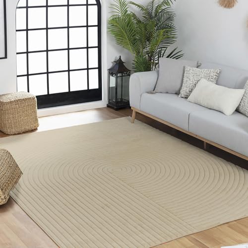 Livabliss Outdoor Teppich wetterfest, Boston - In und Outdoor Teppich für Balkon 200x275 cm, Terrasse, Garten, Küche - Outdoor Teppich Boho Style, Teppich für draußen - Teppich Sesam von Livabliss