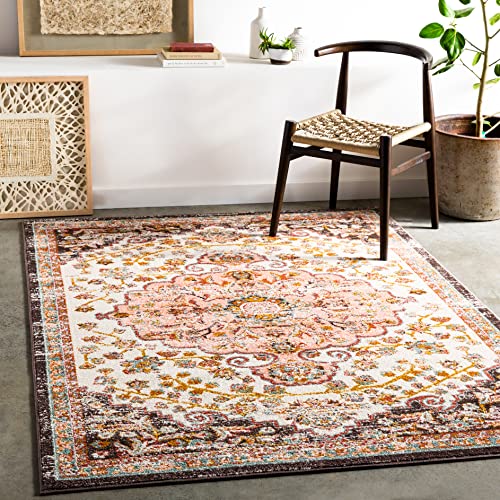 Surya Bray Vintage Teppich - Teppich Wohnzimmer, Esszimmer, Flur, Rugs Living Room - Boho Teppich Orientalisch Style, Kurzflor Carpet - Bunter Teppich Weiß, 200x275cm von Surya